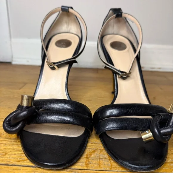 Celyn b. by Elisabetta Franchi Black Leather Gold Heel Sandals 39 Italy - Picture 2 of 8